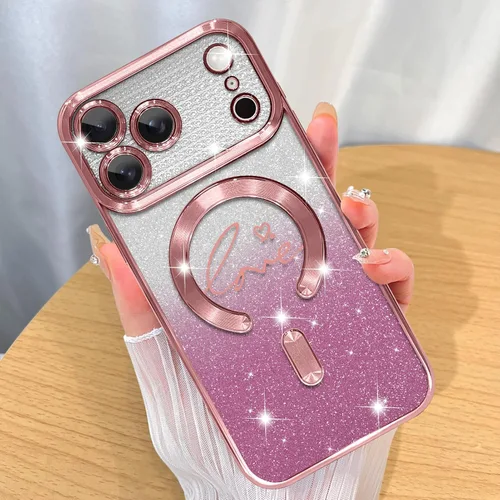 Miniatura 48 de ZIYE Funda Magnética Diseñada para iPhone 11 Funda con Purpurina Plateado de Lujo Corazón de Amor Compatible con MagSafe Funda Transparente