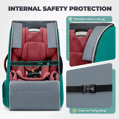 Miniatura 3 de RAINSMORE Bolsa de viaje acolchada para asiento de coche para avión, mochila de asiento de coche resistente para viajes aéreos, bolsas de funda