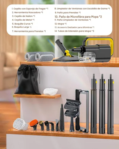 Miniatura 9 de LABIGO Trapeador de vapor 10 en 1 con vaporizador de mano desmontable, tanque de 350ml, calentamiento en 10s, vaporizador de 248°F, control de 2