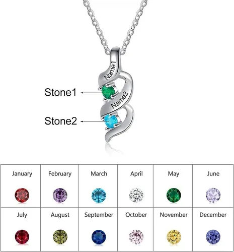 Miniatura 23 de Gemszoo Personalized Twisted Name Necklace with Simulated Birthstones Mother Daughter Pendant Gifts for Women Mom Grandma