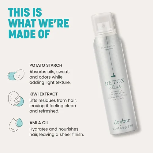 Miniatura 4 de Drybar Detox Clear Invisible Dry Shampoo Spray, absorbe aceites ligeros, deja el cabello limpio y renovado con acabado transparente suave, para todo