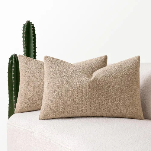 Miniatura 32 de MIULEE - Juego de 2 fundas de almohada decorativas con textura de bucle, de 50 x 50 cm, para sofá y cama, almohadas de invierno neutras, fundas