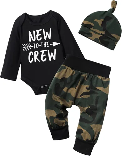Miniatura 20 de Conjunto de 3 piezas de ropa para bebé y niño, manga de tatuaje, mameluco divertido y pantalones