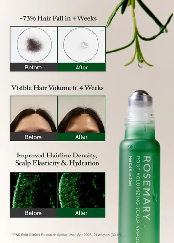Miniatura 3 de AROMATICA Suero Voluminizante para el Cuero Cabelludo con Raíz de Romero, Suero para el Crecimiento del Cabello Roll-on, Cafeína 10,000 ppm