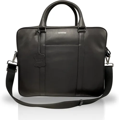 Miniatura 2 de Bolsa para laptop con múltiples compartimentos y bolsillos, 100% piel auténtica, maletín para hombres y mujeres, bolsa de mensajero de viaje