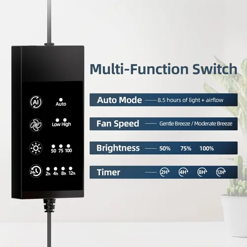 Miniatura 4 de Luz LED de crecimiento de espectro completo con ventilador de enfriamiento integrado, luces de plantas con clip para plantas