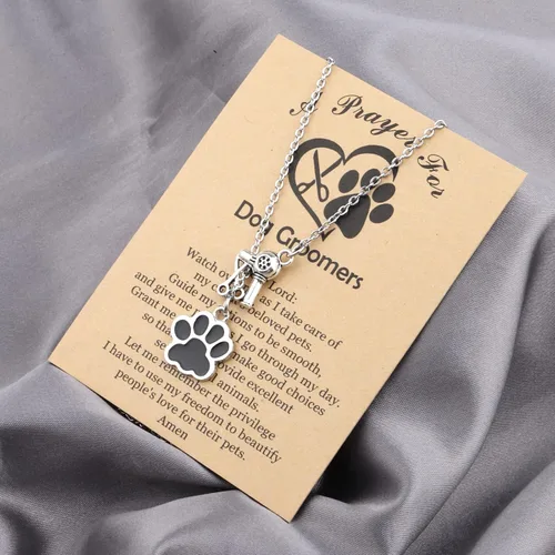 Miniatura 5 de MYOSPARK Collar con colgante de huella de perro - Regalo de peluquero para perros