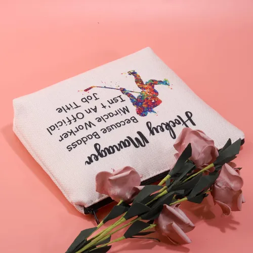 Miniatura 6 de JXGZSO Bolsa de maquillaje de hockey Because Badass Miracle Worker Isn't an Official Job Title Hockey Lover Hockey Player Manager Regalo