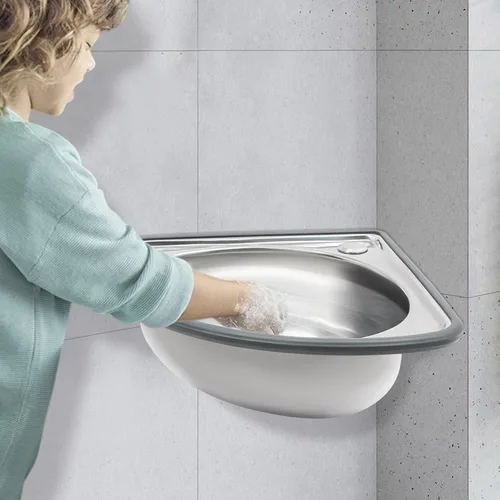 Miniatura 9 de Fregadero de acero inoxidable montado en la pared de un solo cuenco, lavabo triangular grueso para fregadero pequeño para cocina, baño, lavabo