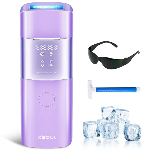 Xsoul - Depiladora láser con enfriamiento de hielo de zafiro a 5℃, dispositivo láser IPL indoloro y permanente para mujeres y hombres, 2 modos, 5