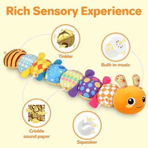 Miniatura 2 de KMUYSL Juguetes para bebés de 0-6 y 6-12 meses, juguete sensorial con música y animales de peluche para 0 1 2 3 4 5 6+ meses, juguete de peluche
