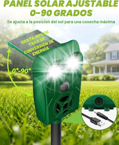 Miniatura 3 de Solar Ultrasonic Animal Repellent with Motion Sensor - Waterproof Deer Repellent Device with LED Lights for Yard, Effective Against Deer, Coyotes