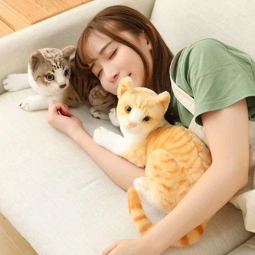 Miniatura 4 de GUDVES Gato naranja atigrado de peluche, animal de peluche para bebé, gato de peluche, juguete de gato de pelo corto de 12 pulgadas (naranja B)