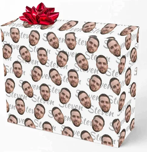 Miniatura 25 de M YESCUSTOM Papel de regalo con fotos personalizadas, papel de regalo para el Día de la Madre, Día del Padre, cumpleaños, Navidad