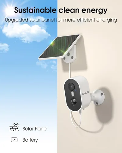 Miniatura 2 de Cámara de seguridad ARCCTV inalámbrica para exteriores, cámara WiFi de 4MP con batería recargable y panel solar, detección de movimiento, visión