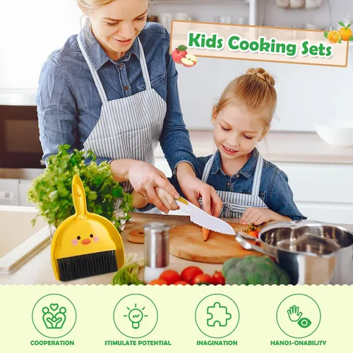 Miniatura 6 de 14 piezas de juego de cuchillos de cocina seguros de juguete Montessori para niños pequeños, juego de cuchillos para niños para cocina real