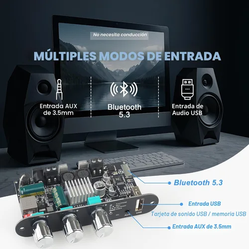 Miniatura 4 de Placa de amplificador mono Wuzhi Audio ZK-1001U con TWS, salida de potencia de 100W, entrada de voltaje amplio para vehículos 9-24V, compatible