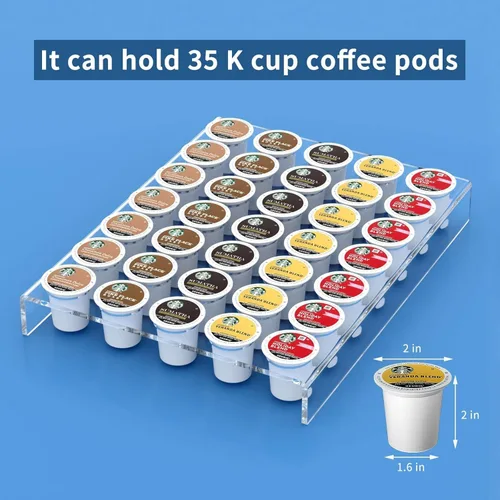 Miniatura 3 de AITEE Organizador de cajones de acrílico K Cup, bandeja organizadora transparente para almacenamiento de cajones o encimeras, capacidad para 35