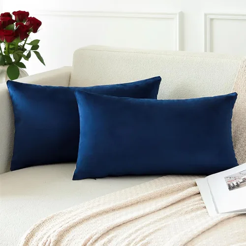 Miniatura 3 de OTOSTAR Juego de 2 fundas de almohada decorativas de terciopelo suave y sólido de 12 x 20 pulgadas, fundas de almohada lumbares, fundas de almohada
