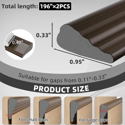Miniatura 2 de 2 piezas × 196" Tira de sellado de clima en cuña para marcos de puerta y ventana, sello autoadhesivo de aislamiento para ventanas, tapón