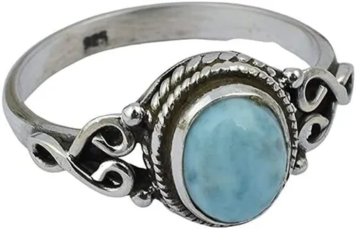 Miniatura 4 de Avicrafts Larimar - Anillo de plata de ley 925 para mujer, hecho a mano, joyería de Navidad, regalo para ella