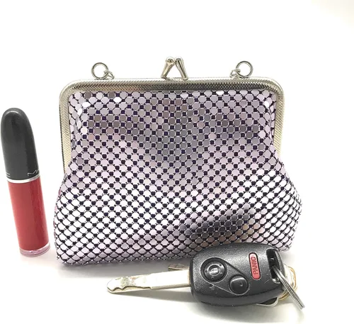 Miniatura 3 de XXX-Small Embrague de malla metálica de las mujeres bolso de mano correa llevar para fiesta cóctel baile de graduación boda banquete