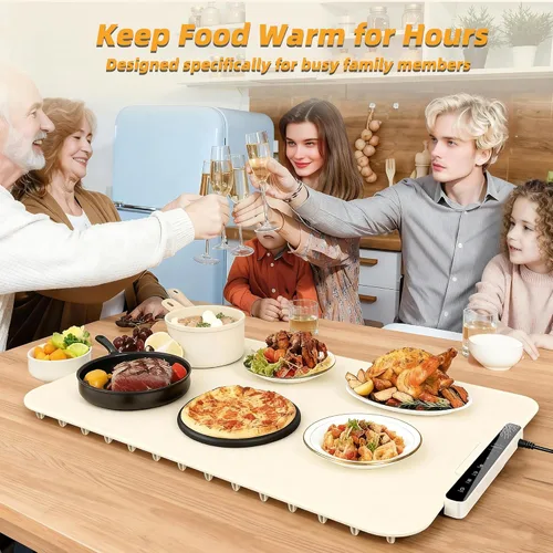 Miniatura 4 de Monteka Tapete de calentamiento para alimentos de 24.8"×15", bandejas de calentamiento eléctrico con aplicación y control de botón, alfombrilla