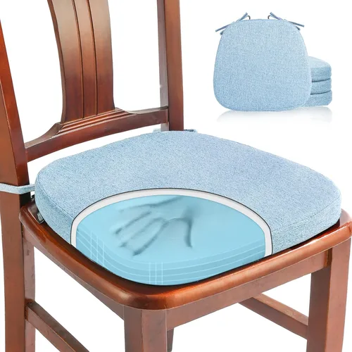 Miniatura 30 de SINOSSO Paquete de 4 cojines de espuma viscoelástica para sillas de comedor, tela tejida amigable de 16 pulgadas en forma de U, cómodas almohadillas