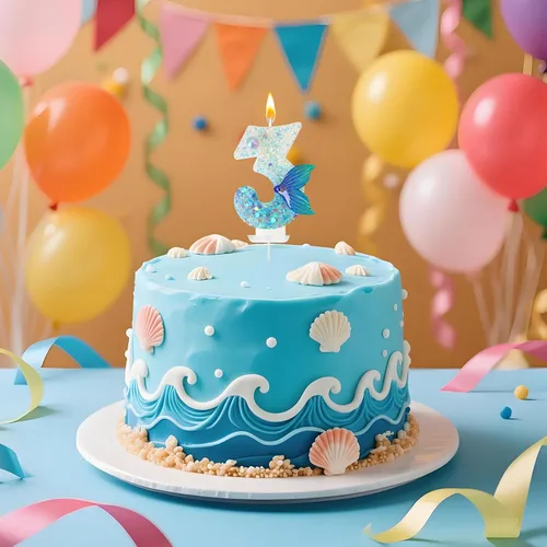 Miniatura 6 de Vela de sirena número 3, decoración de pastel de cola de sirena azul para decoración de fiesta de cumpleaños y aniversario de niñas (número 3)
