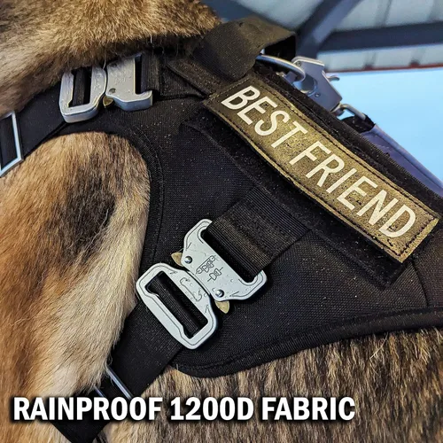 Miniatura 2 de Arnés táctico para perro con 4 hebillas de metal. Chaleco táctico para perro sin tirones con asa, arnés resistente para perros pequeños, chaleco