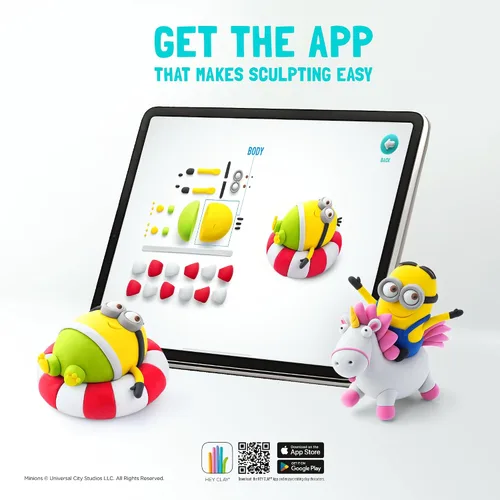 Miniatura 3 de HEY CLAY Minions - Colorida arcilla seca al aire para modelar para niños - Kit de arcilla seca al aire 5 latas y herramientas de escultura