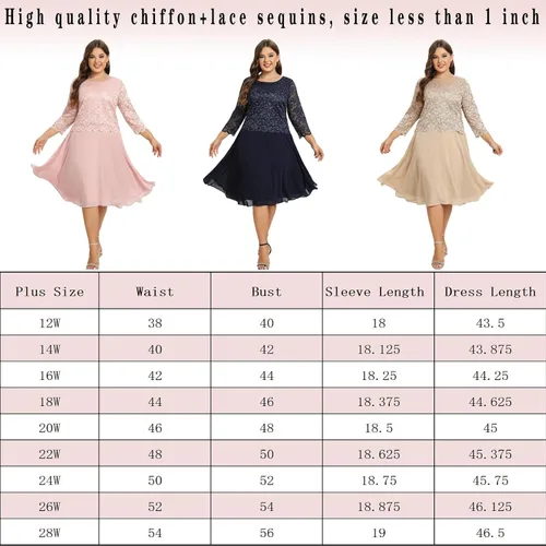 Miniatura 7 de Vestido de encaje de lentejuelas para mujer, talla grande, tallas grandes, para regalos para madres, ocasiones especiales, vestidos de fiesta de boda