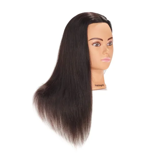 Miniatura 2 de Cabeza de maniquí Hairingrid 20"-22" 100% Cabello Humano para Peluquería y Cosmetología, Cabeza de Muñeco de Entrenamiento con Soporte de Abrazadera