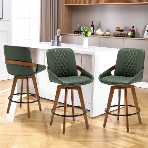 Miniatura 12 de Juego de 2 taburetes de bar, sillas de bar giratorias retro modernas de mediados de siglo de altura de mostrador, muebles con respaldo curvo