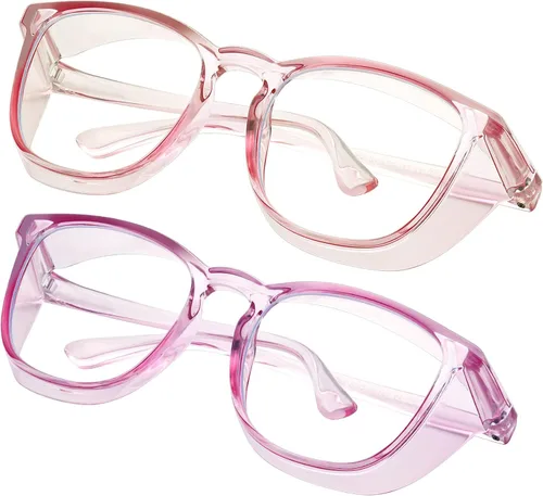 Miniatura 10 de Gafas de seguridad para enfermeras, gafas protectoras – Antivaho marco cuadrado elegante gafas transparentes para mujeres y hombres C16-negro Gery