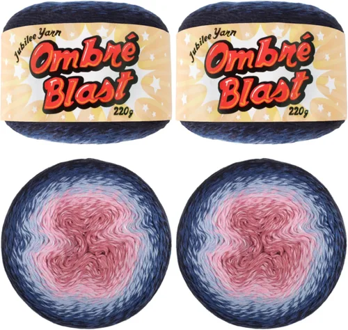 Miniatura 23 de JubileeYarn Hilo Ombré Blast - 220g/pastel Algodón Peso Bebé - Cripta de Hielo - 1 Pastel 119 Cripta de hielo