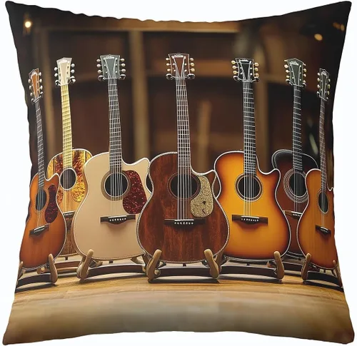 Miniatura 25 de Castle Fairy Cowboy Boots Throw Pillow Cover 16"x16" Bohemia Musical Guitar Pillowcase Western Rustic Cowgirl Reversible Print Cushion Cover Music
