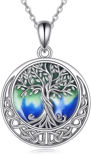 Miniatura 98 de ONEFINITY Collar de plata de ley 925 con diseño de árbol de la vida con colgante de nudo celta de concha de abulón para mujer