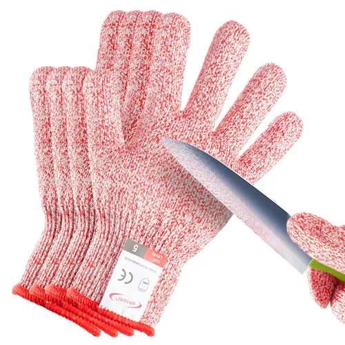 Miniatura 30 de Guantes resistentes a cortes, 4 pares de guantes resistentes a cortes de grado alimenticio, guantes de corte para cocina, pelado de ostras, Gris