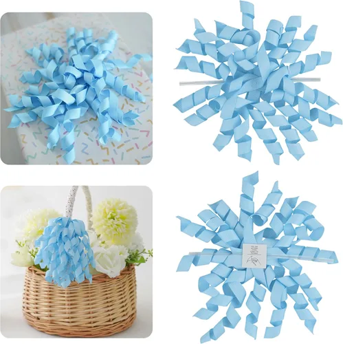 Miniatura 27 de AIMUDI Lazos Blancos de 4" Lazos Blancos Burst Lazos de Cinta Rizada Autoadhesivos para Envolver Regalos Cinta Grosgrain Lazos con Amarre Torcido