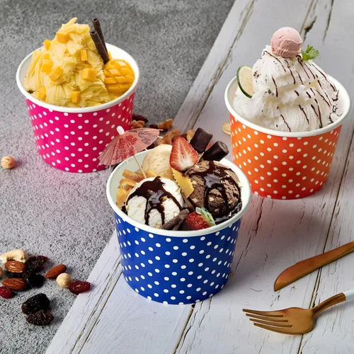 Miniatura 3 de LITOPAK Paquete de 120 tazas de helado de 16 onzas, vasos desechables de postre para alimentos fríos o calientes, cuencos de postre de papel