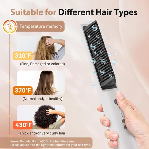 Miniatura 4 de Quico Hair Straightener Brush, 100-240V Ionic Travel Straightener Brush for Women, Ceramic Dual Voltage Hair Straightener Comb, Electric Hot Comb