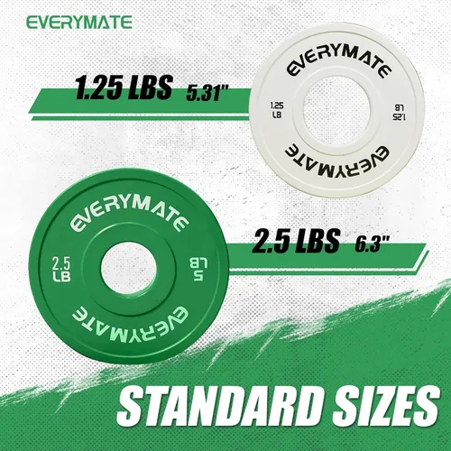 Miniatura 2 de EVERYMATE Placas de Peso de Cambio 1.25LB 2.5LB 5LB Juego Placa Fraccional Placas Olímpicas de Parachoques para Entrenamiento Cruzado Placas