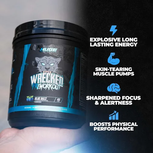 Miniatura 3 de Polvo Wrecked para antes del entrenamiento, fórmula avanzada, aumenta la energía, la concentración, las bombas y el rendimiento, 10g L-citrulina