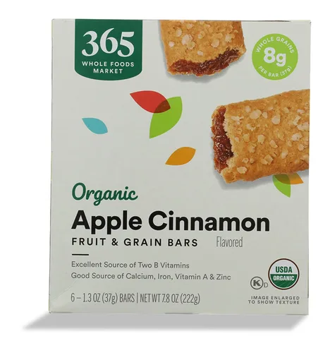 365 by Whole Foods Market, Barra orgánica de cereales de manzana 6 unidades, 7.8 onzas
