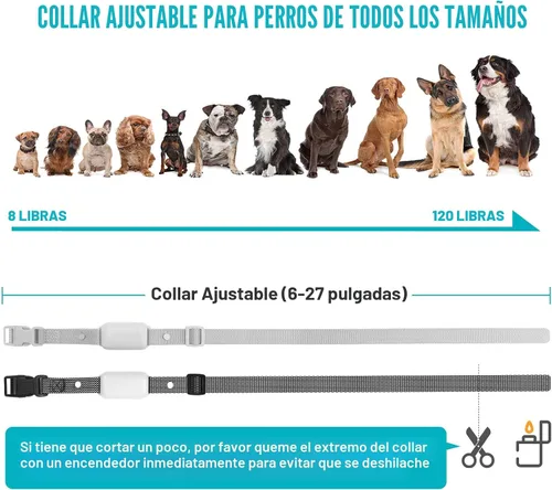 Miniatura 5 de Bousnic Collar de choque para perros 2 perros, (8-120 libras), collar eléctrico impermeable recargable con control remoto para perros pequeños, Gris