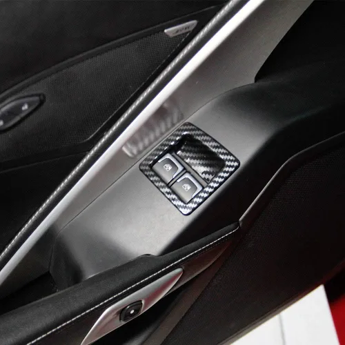 Miniatura 7 de Interruptor de elevación de ventana de puerta de fibra de carbono cubierta moldura accesorios para 2014 2015 2016 2017 2018 Chevrolet Corvette C7