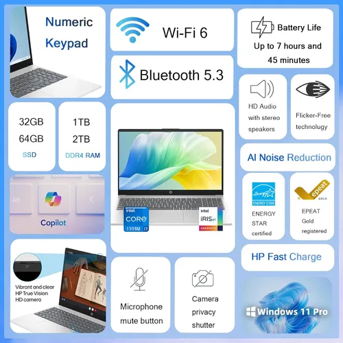 Miniatura 2 de HP Computadora portátil con pantalla táctil de 15.6 pulgadas • Desaplay FHD IPS de 15.6 pulgadas • Intel 10-Core i7-1355U • Wi-Fi 6 • Eliminación