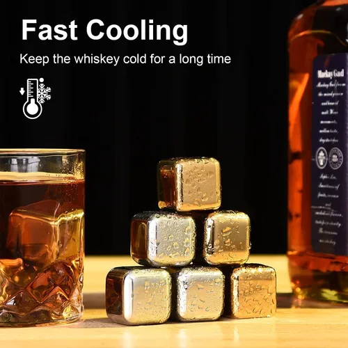 Miniatura 7 de EooCoo Regalos de whisky Bourbon para hombres y papá, juego de regalo de piedras de whisky, paquete de 8 cubos de hielo reutilizables para beber