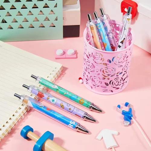 Miniatura 5 de Divertidos bolígrafos de enfermera, encantadores bolígrafos de punta de bola de dibujos animados, tinta negra, retráctil, de presión, bolígrafo
